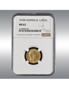 Edward VII, 1/2 Sovereign @ 1910S - NGC MS62