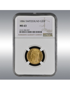 20 Francs Helvetia 1886 @ NGC MS63