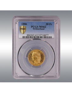 20 Francs Helvetia 1886 @ PCGS MS62