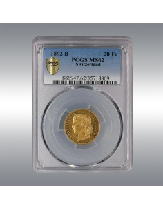 20 Francs Helvetia 1892 @ PCGS MS62