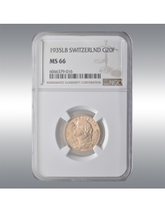 20 Francs Vreneli 1935LB @ NGC MS66