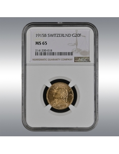 20 Francs Vreneli 1915 @ NGC MS65