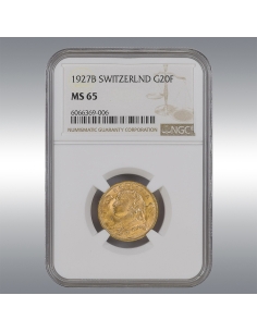 20 Francs Vreneli 1927 @ NGC MS65