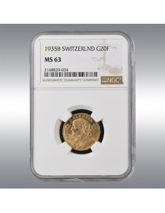 20 Francs Vreneli 1935B @ NGC MS63