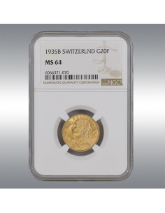 20 Francs Vreneli 1935B @ NGC MS64