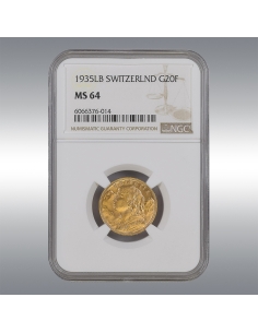 20 Francs Vreneli 1935LB @ NGC MS64