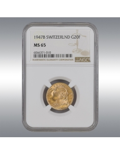 20 Francs Vreneli 1947 @ NGC MS65