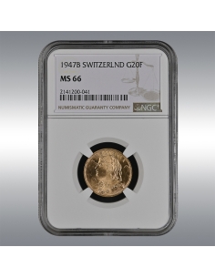 20 Francs Vreneli 1947 @ NGC MS66