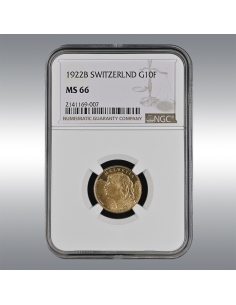 10 Francs Vreneli 1922 @ MS66