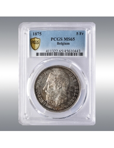 Leopold II, 5 Francs 1875 @ PCGS MS65