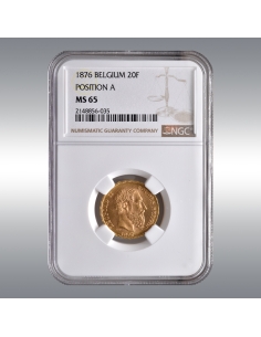 Leopold II, 20 Francs 1876 @ NGC MS65