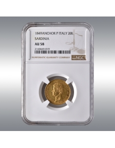 Carlo Alberto, 20 Lire 1849 @ NGC AU58