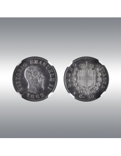 50 Centesimi 1862N @ NGC MS63 (Highest grade NGC)