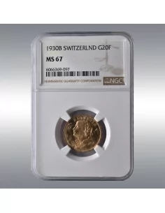 20 Francs Vreneli 1930B @ NGC MS67