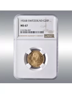 20 Francs Vreneli 1926B @ NGC MS67