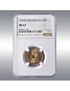 20 Francs Vreneli 1947B @ NGC MS67