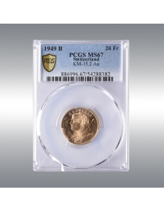 20 Francs Vreneli 1949B @ PCGS MS67