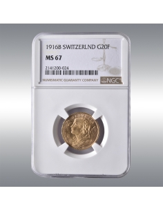 20 Francs Vreneli 1916B @ NGC MS67