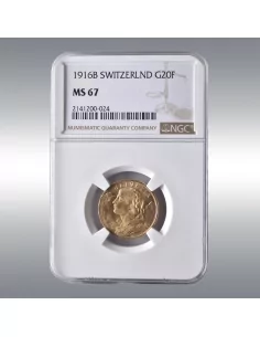 20 Francs Vreneli 1916B @ NGC MS67