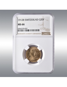 20 Francs Vreneli 1912B @ NGC MS66