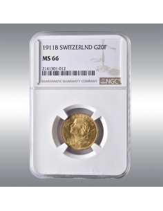 20 Francs Vreneli 1911B @ NGC MS66