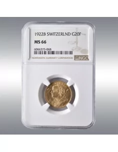 20 Francs Vreneli 1922B @ NGC MS66