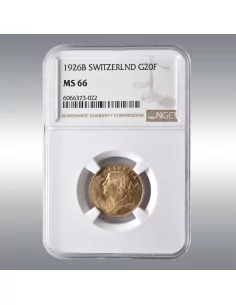 20 Francs Vreneli 1926B @ NGC MS66
