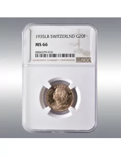 20 Francs Vreneli 1935LB @ NGC MS66