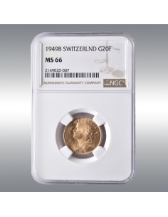 20 Francs Vreneli 1949B @ NGC MS66